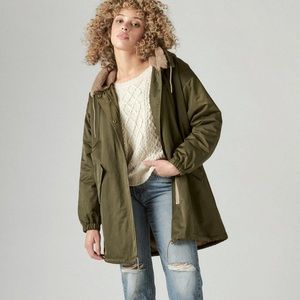 Lucky Brand Cozy Stadium Coat in Green Olive